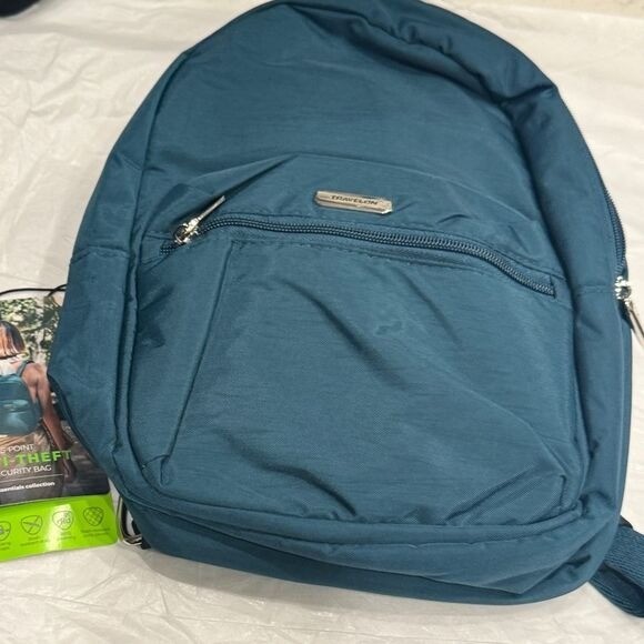 Travelon Anti-Theft Essentials Backpack Teal Peacock RFID Pockets LED Travel bag thumbnail 9