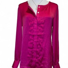 Hot pink silky banana republic blouse, size small