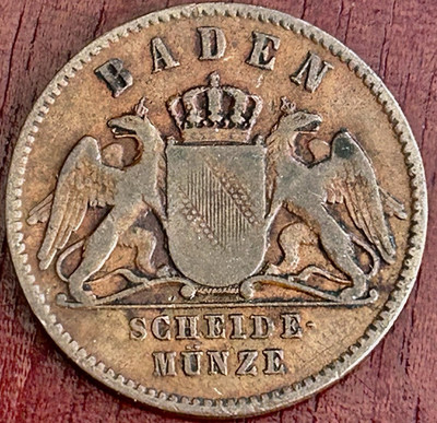 1862 German States Baden 1 Kreuzer