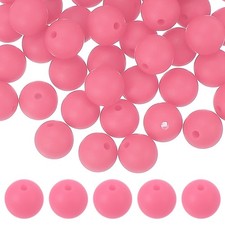 60 Pcs Silicone Beads, 9mm Bulk Beads for Keychain Making, Matte Pink