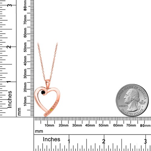 0.19 Ct Round Black Diamond Canary Diamond 18K Rose Gold Plated Silver Pendant - Picture 6 of 6