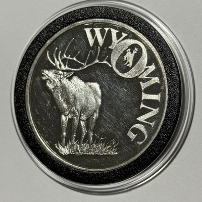 1990 Wyoming Rare Collector Coin 1 Troy Oz .999 Fine Silver Round