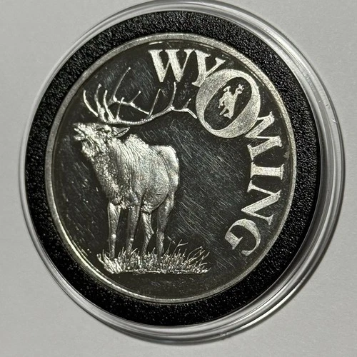 1990 Wyoming Rare Collector Coin 1 Troy Oz .999 Fine Silver Round Old Faithful