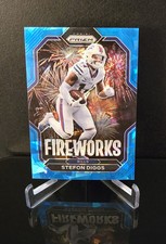 #'d/99 🔥 STEFON DIGGS SP 2022 Panini Prizm Fireworks Blue Cracked Ice No. F-13