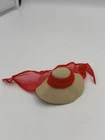 Vintage Barbie #985 Open Road Straw Hat with Attached Red Chiffon Scarf