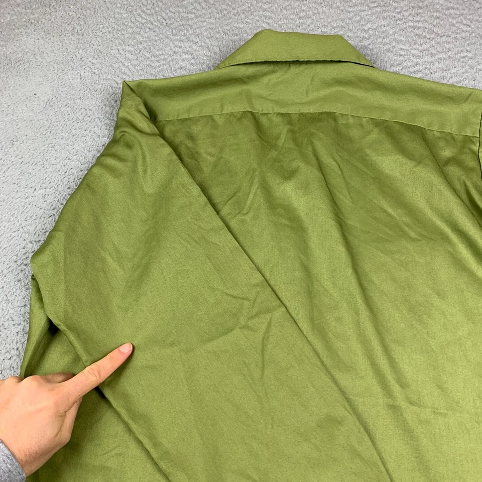 Vintage 60s Loop Collar Arrow Shirt Mens Medium Gabanaro OG Green - Image 4 of 4