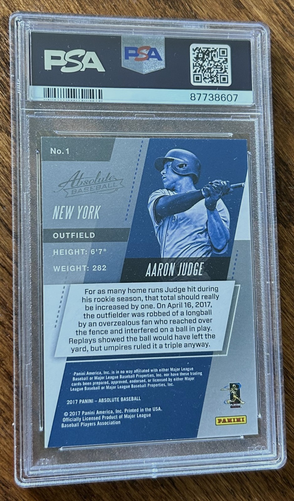 2017 Absolute Blue Aaron Judge Rookie #1 PSA 10 Gem Mint New York Yankees view 2