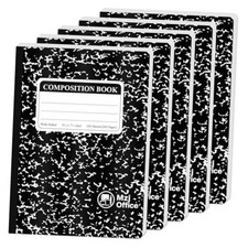 Black Marble Composition Notebooks - Wide Ruled - 100 Sheets - 5 Black Sheets