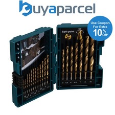 Makita 19 Piece HSS TiN Metal Steel Drill Bit Set Titanium 1-10mm Bits + Case