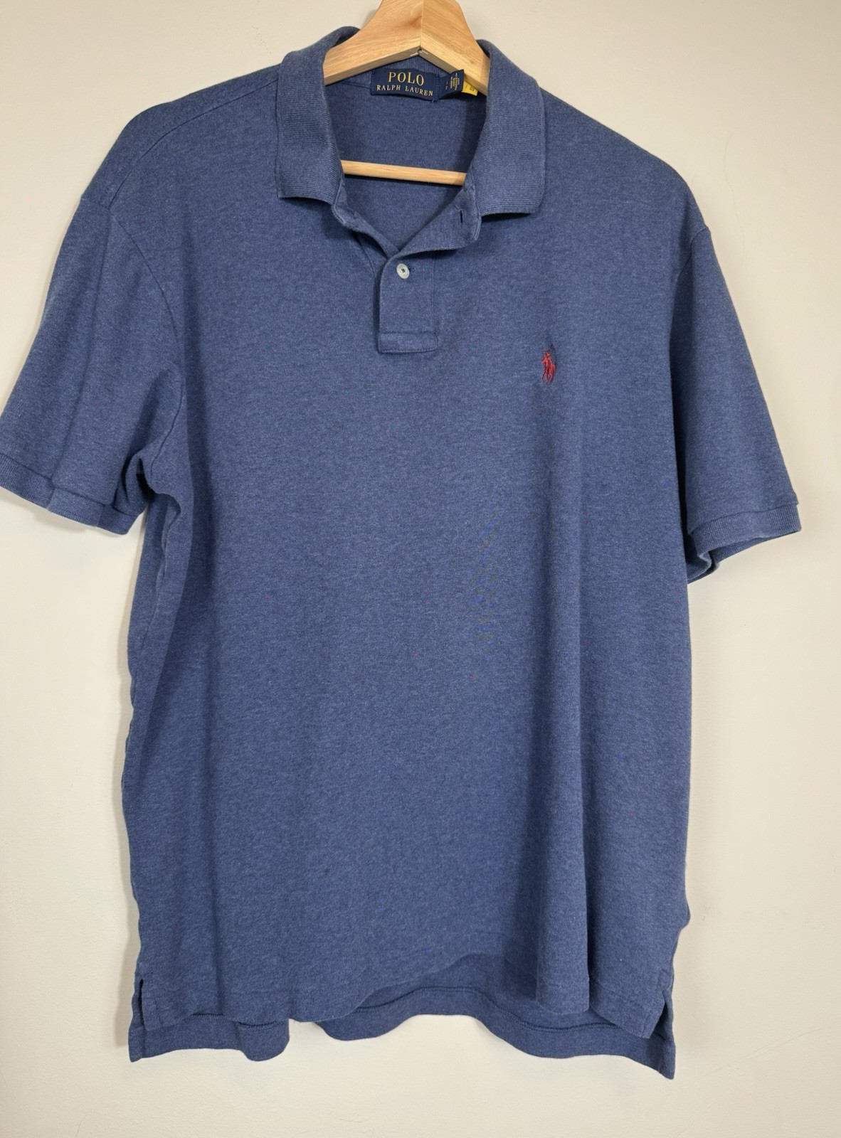 Polo Ralph Lauren Camicia Cotone Morbido Pony Sbiadito Royal Heather Blu Uomo Large