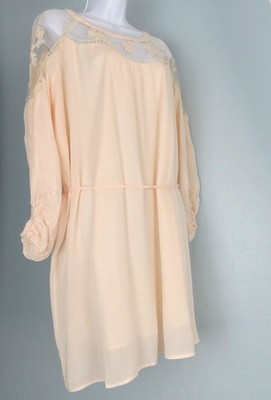 Dress Hayden Los Angeles Beige Lace Boho Long Sleeve Women's Size S/M