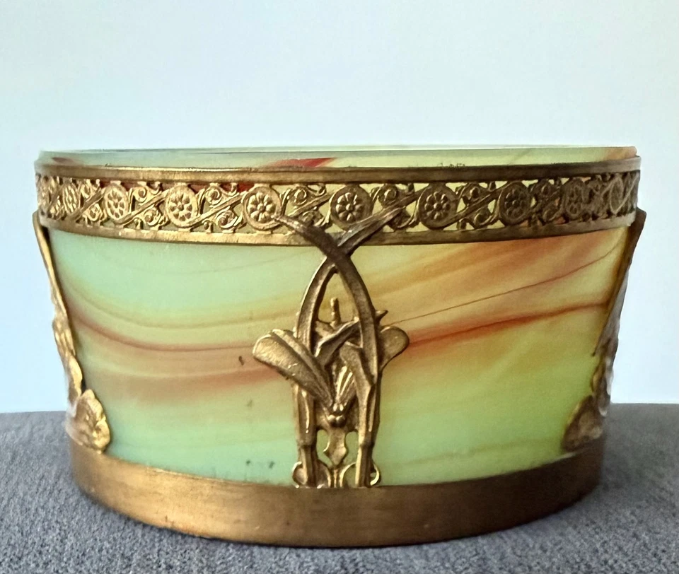 SÈVRES VASE COUPE VIDE POCHE MONTURE EN BRONZE CYGNE LIBELLULE ART NOUVEAU 1900. - Photo 3/4
