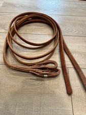 AJ Tack Harness Leather Brass Quick Change Split Reins - 5/8in x 8ft