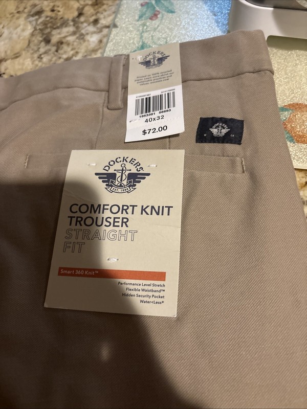 Dockers Mens Comfort Knit Chino Straight Pants Beige 40 32