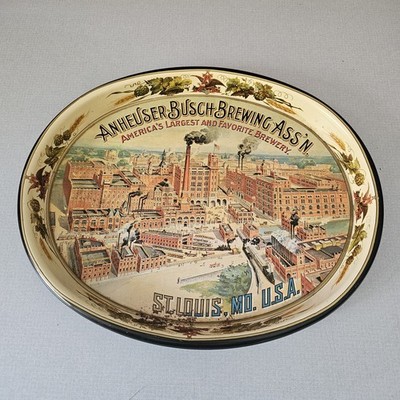 Vintage Oval Anheuser-Busch Brewing - Tin Serving Tray - 1974 - 12x15