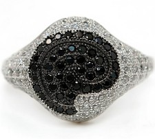 2CT Treated Black Sapphire 925 Solid Sterling Silver Ring Sz 8 MB5-4