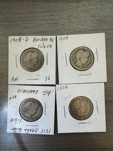 90% silver Lot of 4 Barbara Silver Quarters 0.9 silver  L@@K GOOD DEAL = SILVER