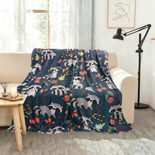 50x60 Inch Raccoon Flannel Blanket Soft Warm Cozy Throw Sofa Chair Bed Decor