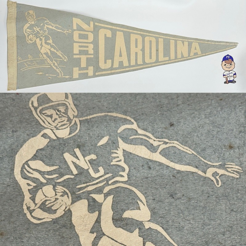 1950s UNC North Carolina Tar Heel University MINI Pennant 11x29.5 Inch Football