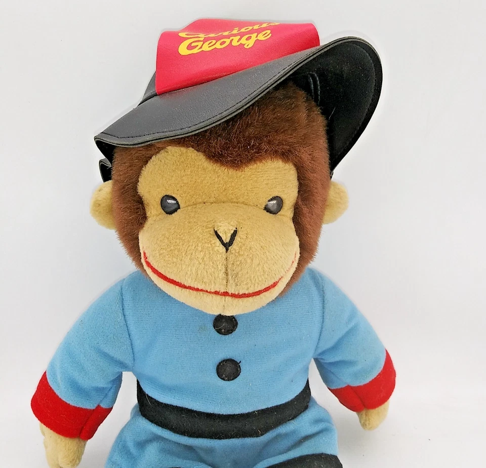 "Juguete de peluche Curious George Firefighter de colección de los años 90 de Gund Fireman 14""" Foto 4 de 4