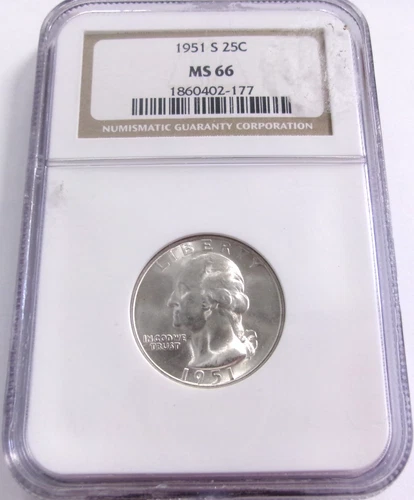 1951 S Washington Silver Quarter NGC MS 66