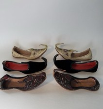 Vintage Lot of Three Leather Shoes Curl Toe Jutti Slippers-Genie