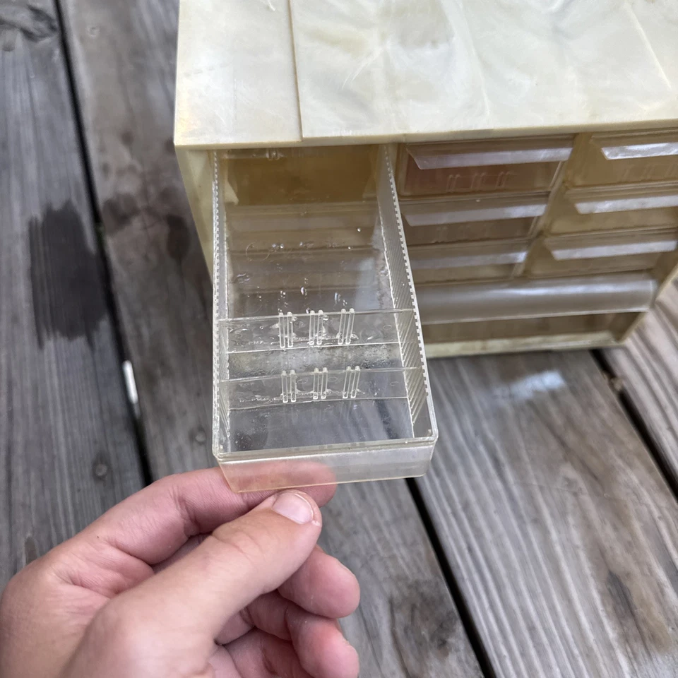 Gabinetes Akro-Mils vintage EE. UU. mármol remolino plástico 10 cajones organizador almacenamiento Foto 3 de 4