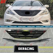 Front Grille Mesh For Hyundai Sonata 8th 11-13 Abs Carbon Lookabs Glossy Black