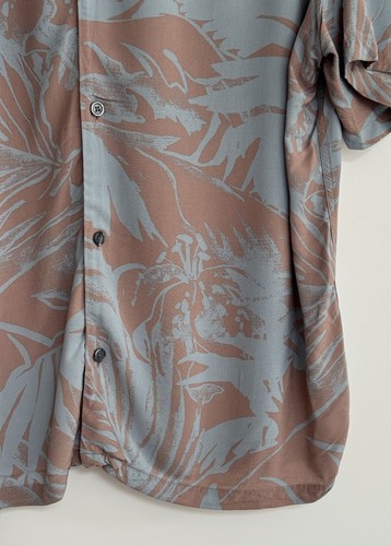 Allsaints “Lanai” Short Sleeve Shirt Floral Hawaiian Grey Blue Pink L/relaxed - Picture 9 of 12