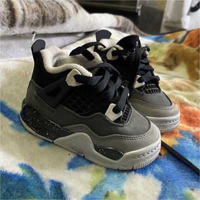 Jordan Air Jordan 4 Baby Sneakers Black Gray Synthetic US Size 4 Lace Up