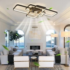 41'' Ceiling Fan with LED Light 3 Ring Square Flush Mount Remote APP Control Kit