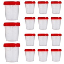 15Pcs Leak Proof Specimen Cups with Lids, 4oz Disposable Urine Cups