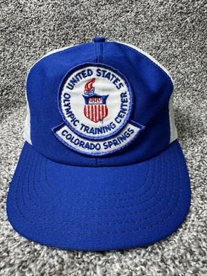 Vinatge US Olympic Training Center Hat cap Snapback Blue Colorado Springs Mesh