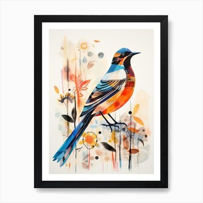 Vogel Gemälde Collage Lerche 2 Kunst Pr gerahmt Wandbild Poster Leinwanddruck Bild