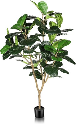 Faux Fiddle Leaf Fig Tree - 5ft Artificial Ficus Lyrata Plants 5FT, Green 