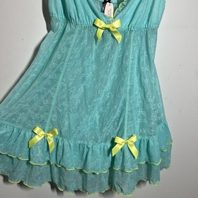 NWT &lsquo;10 Victoria&rsquo;s Secret Sexy Little Things Lace Babydoll Camisole Bows Teal