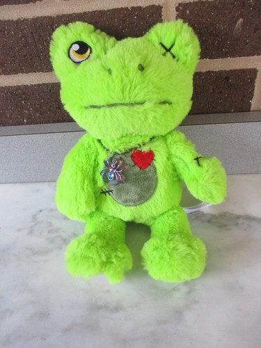 Build A Bear Mini Zombie Frog 10" Green-Rainbow Spider Charm Necklace 2022