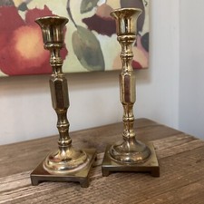 Ethan Allen Solid Brass Made In USA Candle Sticks Vintage 7.5โ Tall