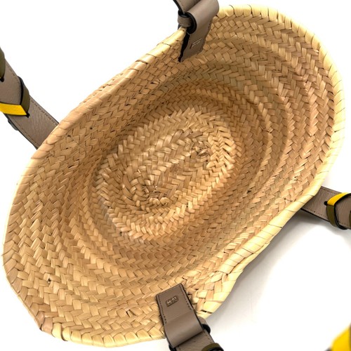 LOEWE Basket bag Tote Bag beige khaki raffia leather Auth - Picture 10 of 12