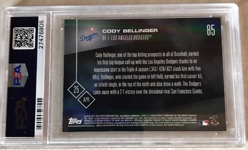 2017 TOPPS NOW #85 CODY BELLINGER RC PSA GRADED 10 GEM MINT - 1ST TOPPS NOW CARD - Picture 2 of 2