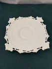 Vtg Victorian White Milk Glass wine bottle coaster/dish, ring & Petal ring & fan