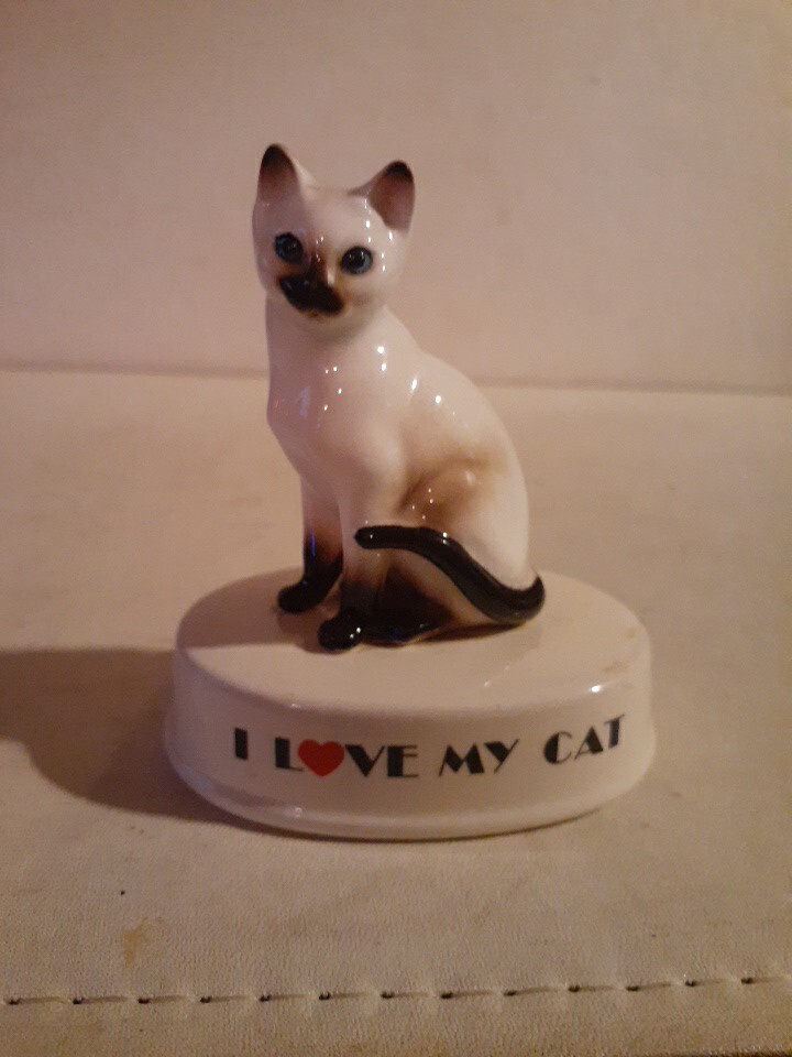 Vintage I Love My Cat Siamese Ceramic 3.5