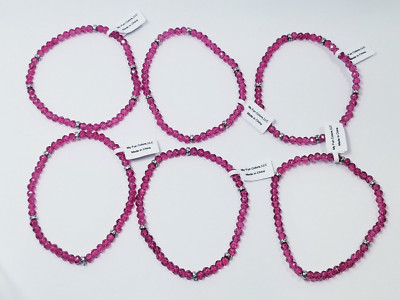 The Clothing Cove Raspberry Mini Crystal Bracelet Set of 6