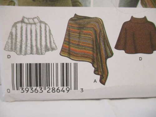 Simplicity Pattern 4781 Miss Size AA (XS-S-M) Ponchos Vest Scarf Head Band Bag - Picture 10 of 17