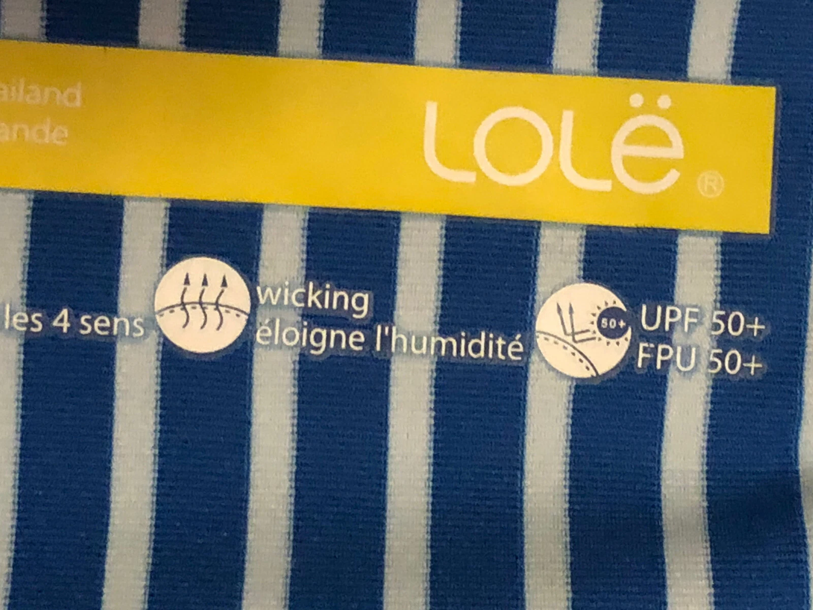 lole short sleeved striped 4 way stretch shirt