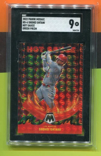 SHOHEI OHTANI LOS ANGELES ANGELS 2022 PANINI MOSAIC GREEN PRIZM HOTSAUSE SGC 9