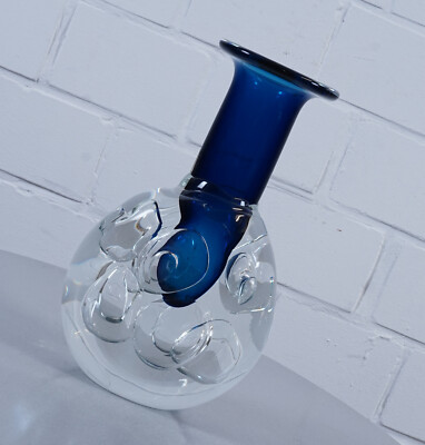 Jaroslav Svoboda Design Vase Glasvase Glaskunst Blau mit Lufteinschlüssen