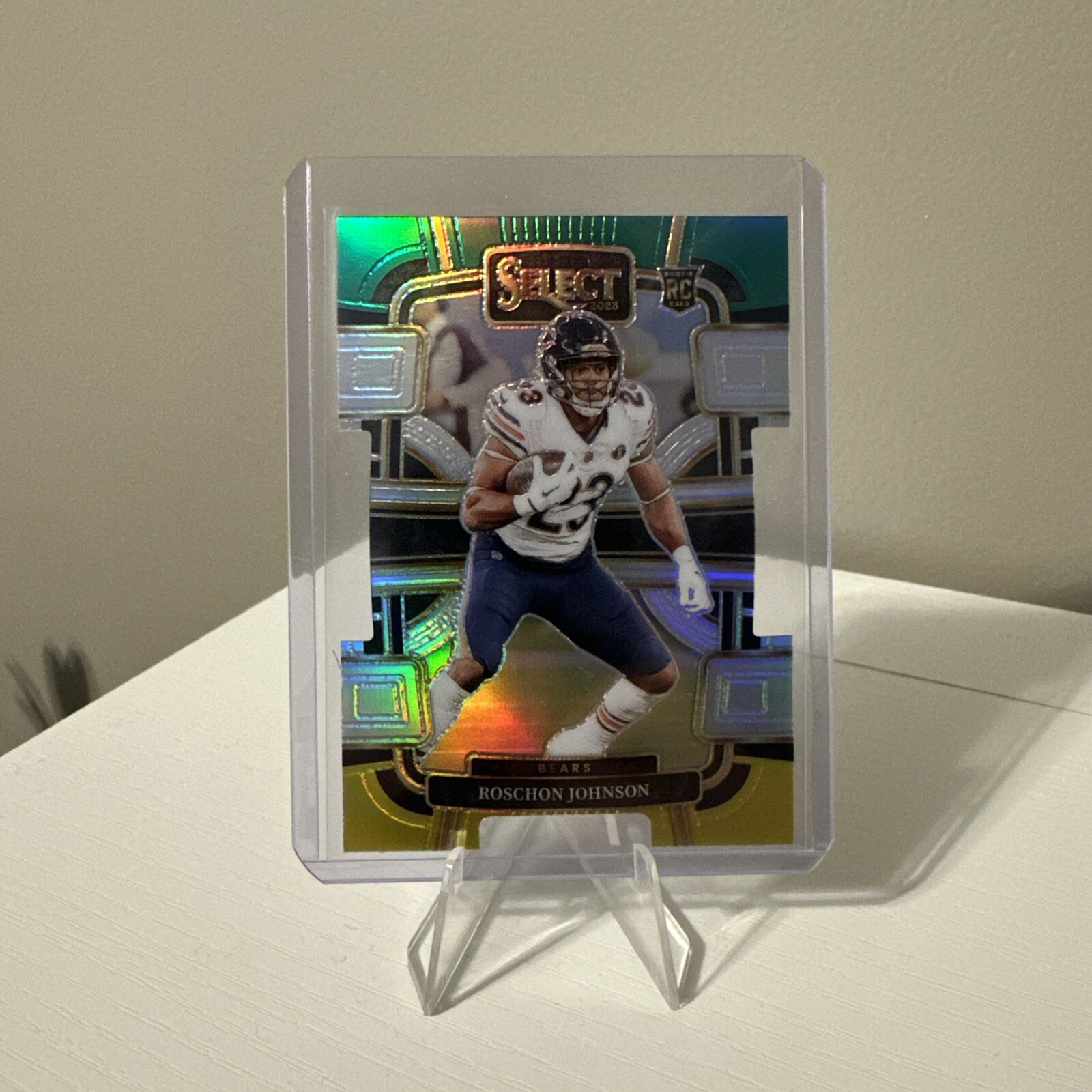 2023 Panini Select Roschon Johnson #19 Concourse Green & Yellow Prizm Die-Cut