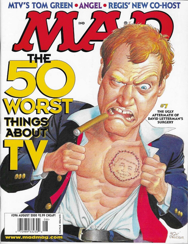 Mad Magazine Aug 2000 #396 The 50 Worst Things About TV David Letterman Angel