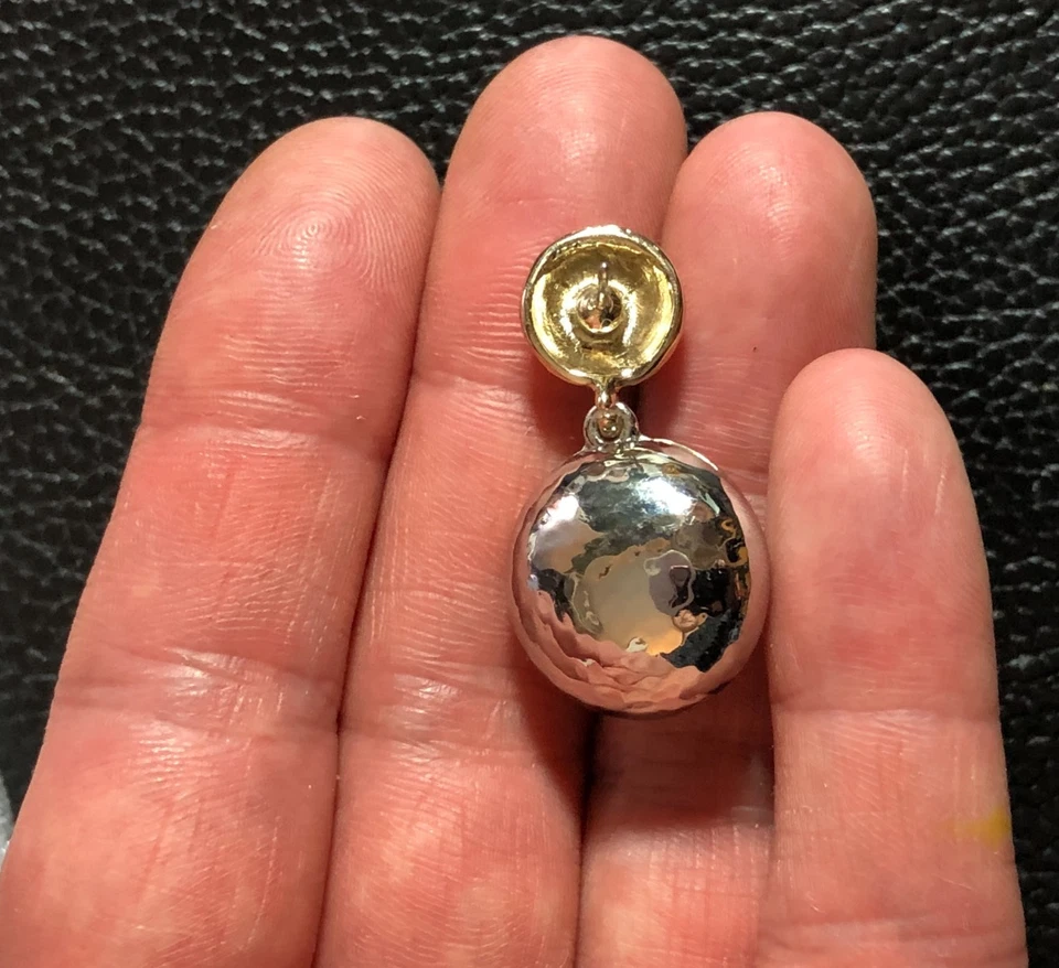 Pendientes CHICOS Plata Oro Martillado Bola Redonda Gota 1.2" NUEVO CON ETIQUETAS 7720 Foto 4 de 4